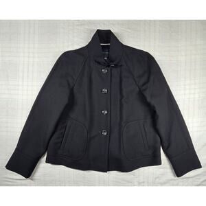 Banana Republic Womens Equestrian Style 100% Wool Coat Lined Pockets Black L